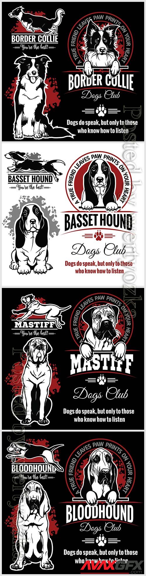 Dogs vector set for t-shirt, logo and template badges