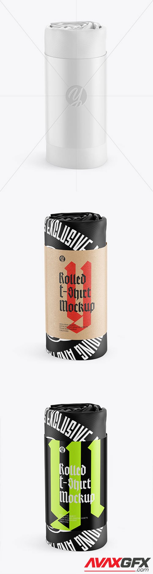 Rolled T-Shirt w/ Paper Label Mockup 66639