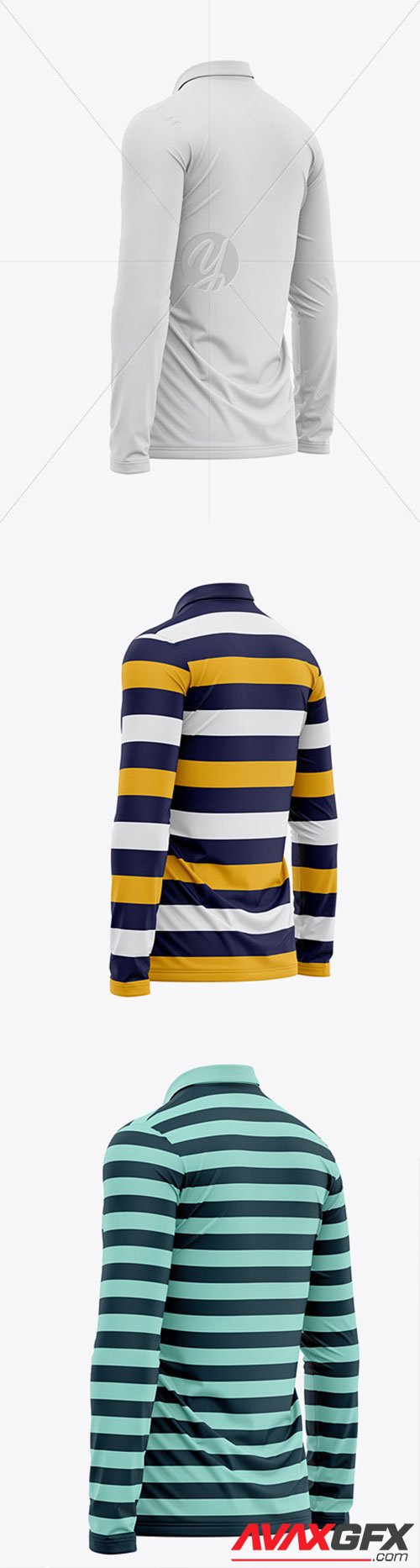 Men's Long Sleeve Polo Shirt - Back Half Side View 54996