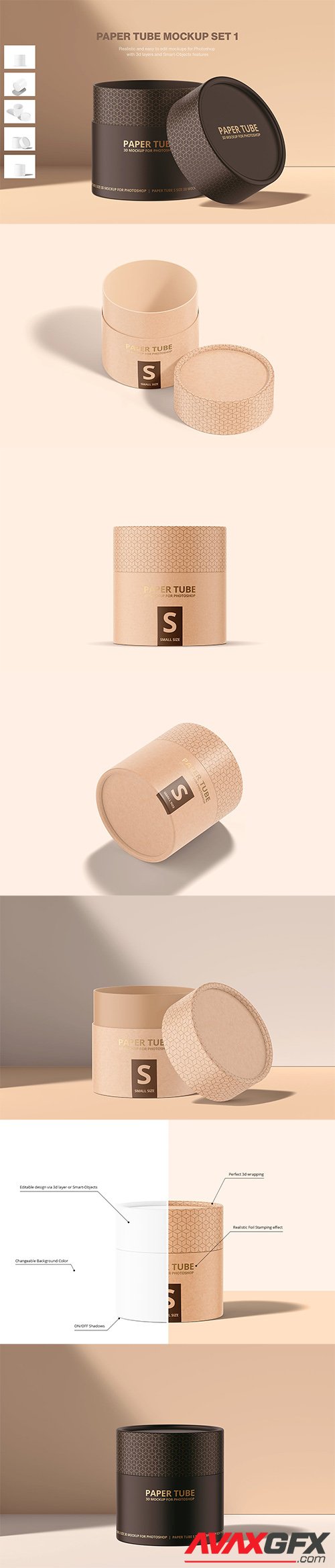 Paper Tube Mockup Set 1