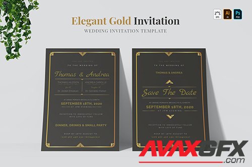 Elegant Gold | Wedding Invitation