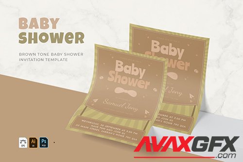 Brown Tune | Baby Shower Invitation