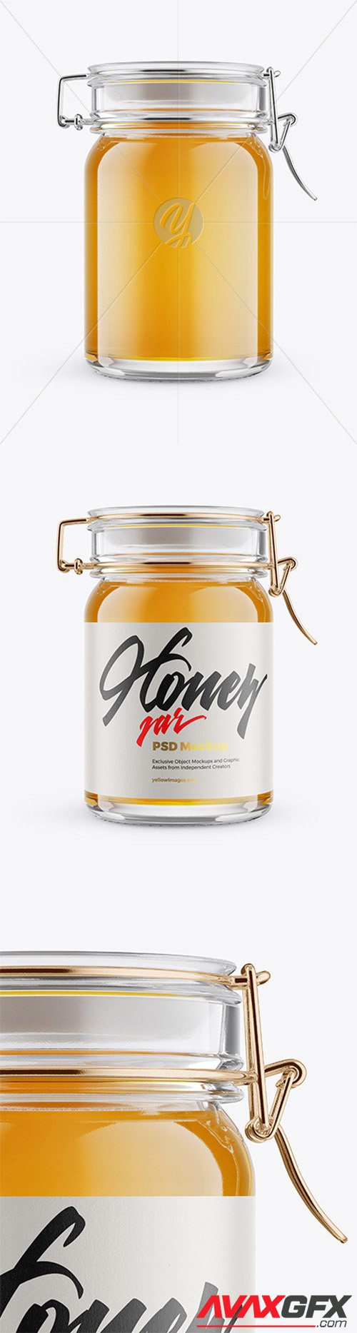 Glass Honey Jar With Clamp Lid Mockup 62655
