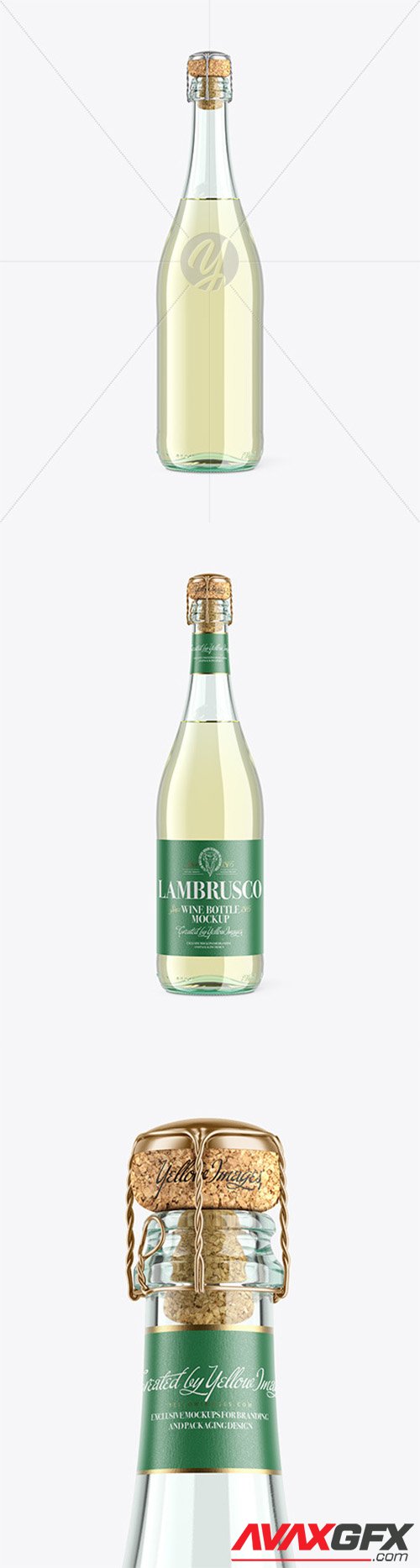 Clear Glass Lambrusco Bottle With White Wine Mockup 62602