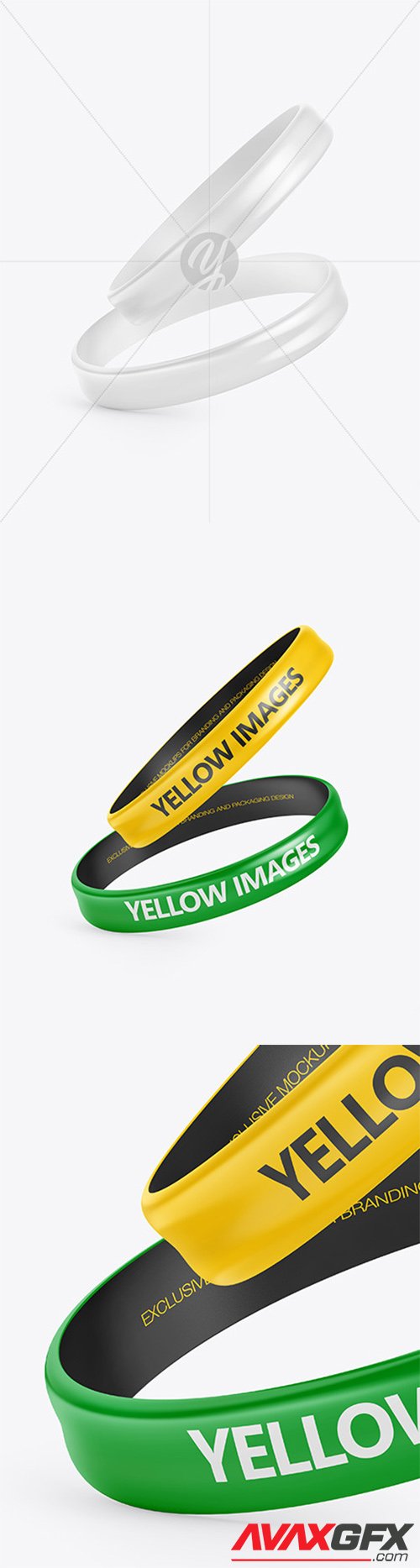 Two Glossy Silicone Wristbands Mockup 66605