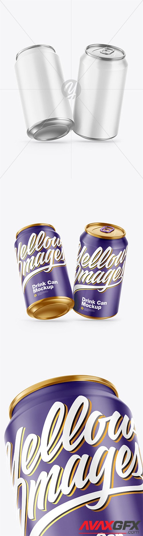 Two Metallic Drink Cans w/ Glossy Finish Mockup 68403