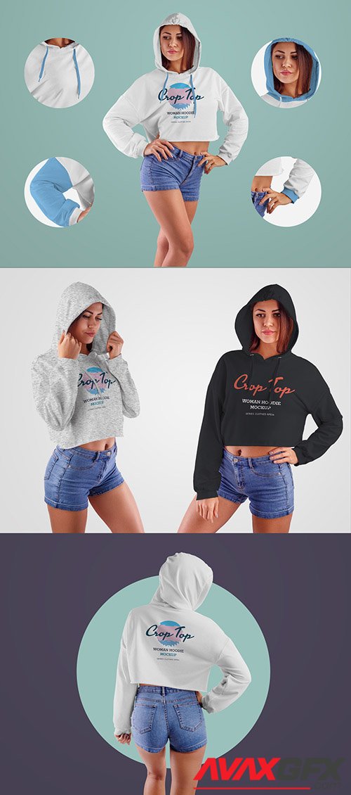 4 Cropped Sweatshirt Mockups 332487913