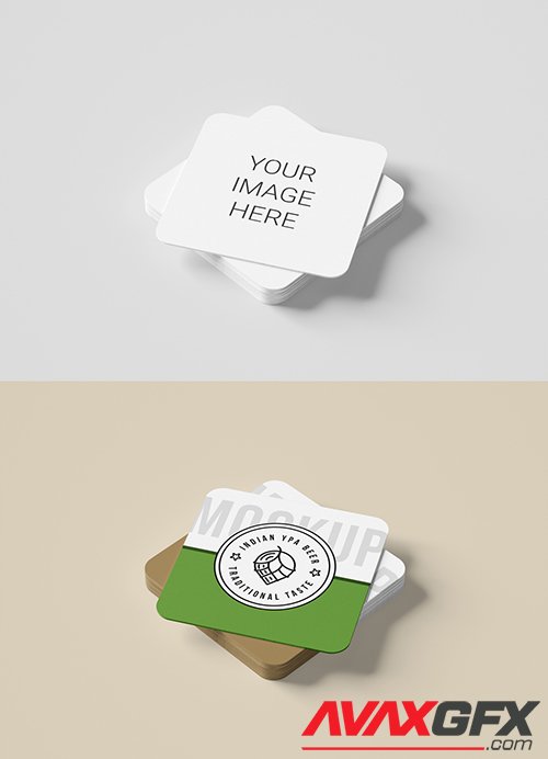 Stacked Drink Coasters Mockup 332732004