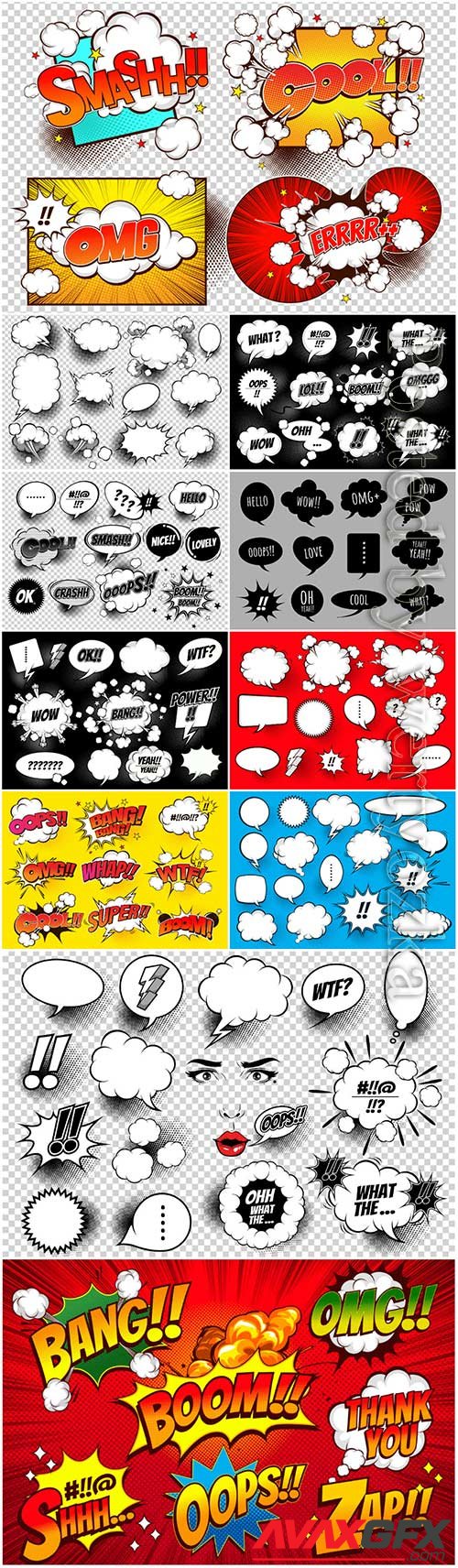 Comic bubbles vector set collection, illustration