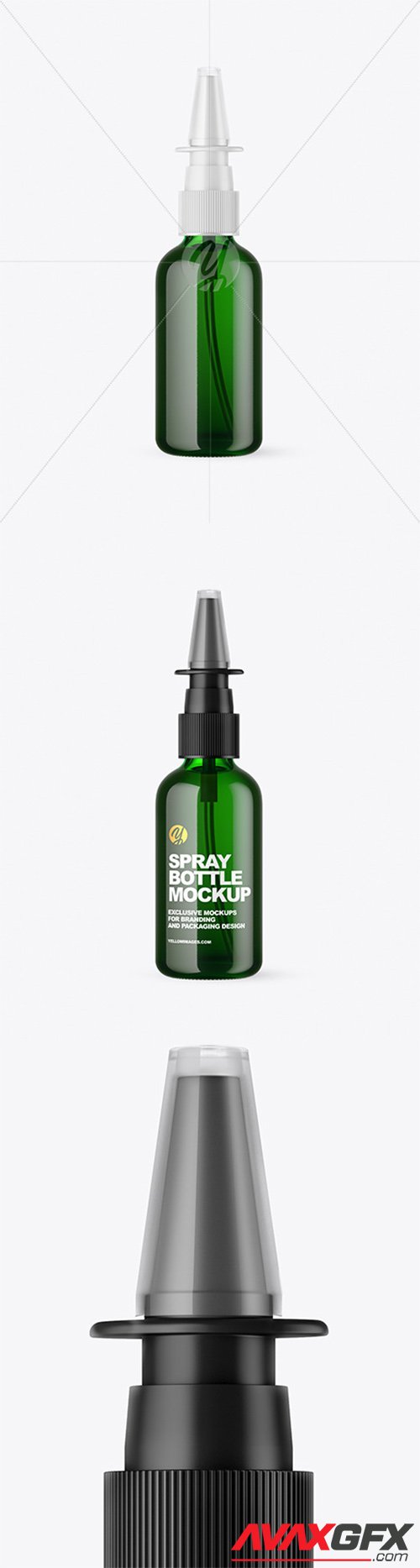 Green Glass Nasal Spray Bottle Mockup 66536