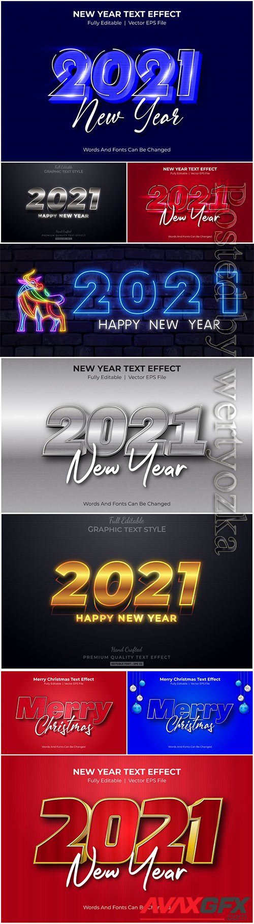 New year editable text style effect