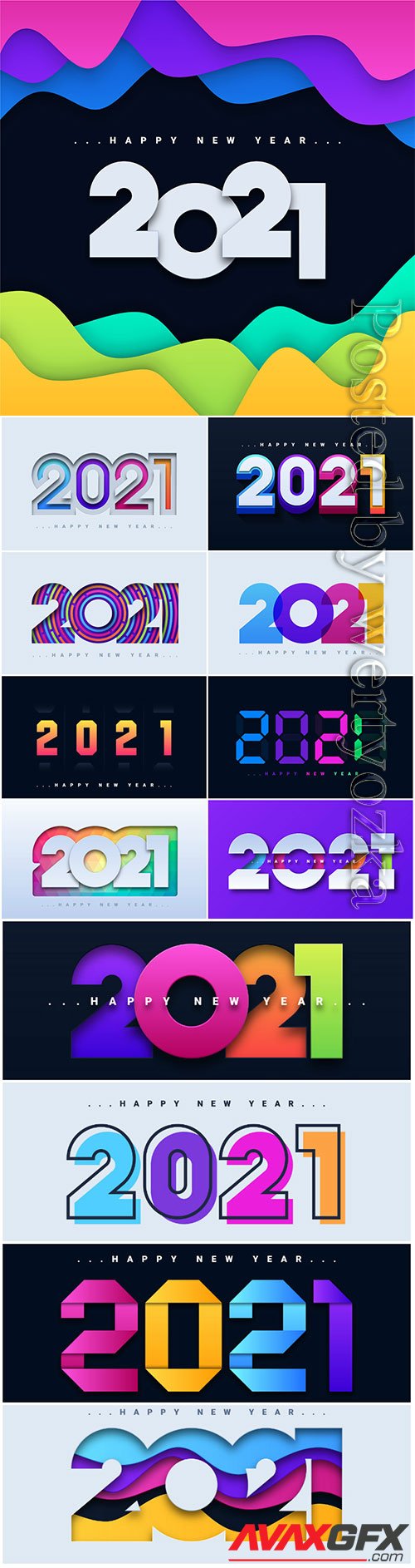 Modern happy 2021 new year greeting card