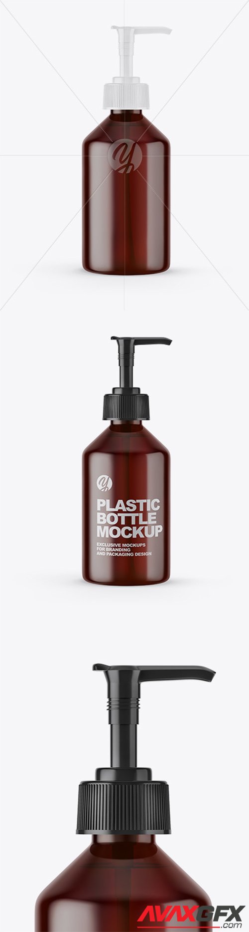 Amber Cosmetic Bottle with Pump Mockup 66442