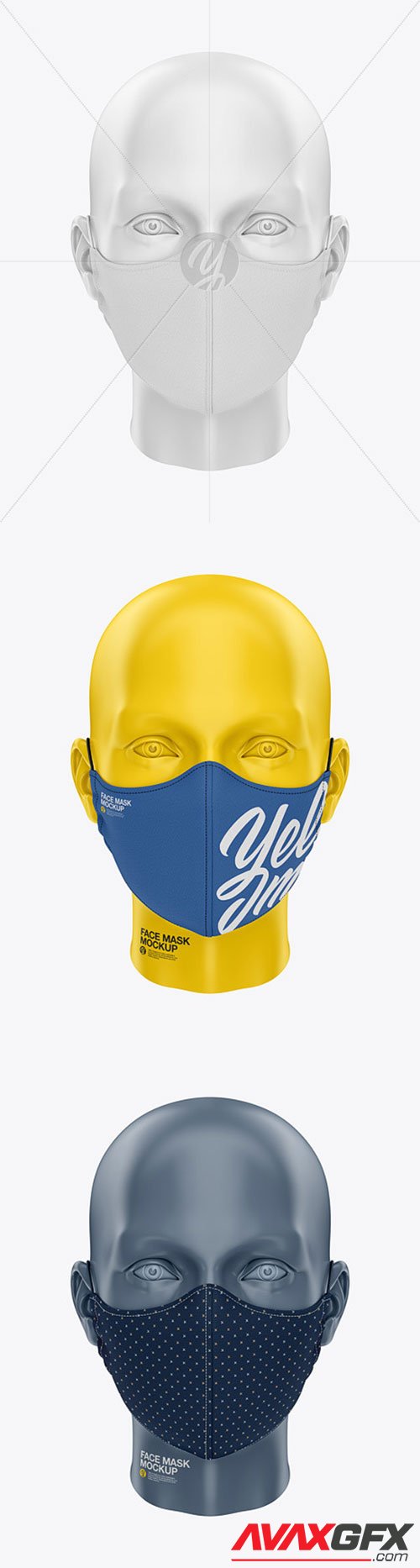 Face Mask with Elastic Cord and Stopper - Front View 61447