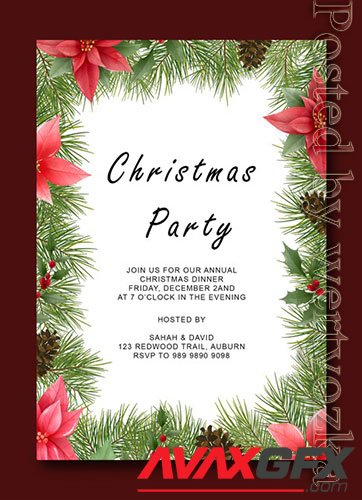 Merry christmas psd template with decoration