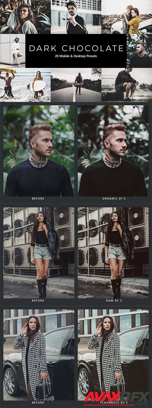 20 Dark Chocolate Lightroom Presets & LUTs