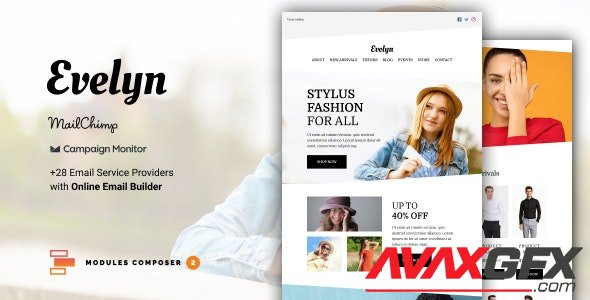 ThemeForest - Evelyn v1.0 - E-commerce Responsive Email for Fashion & Accessories with Online Builder - 29147097