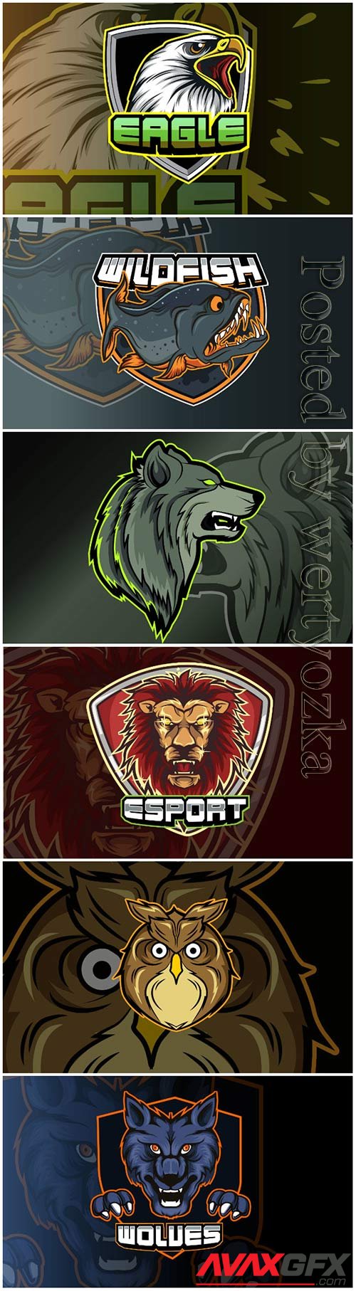 Mascot for sports and esports logo isolated premium vector vol 4