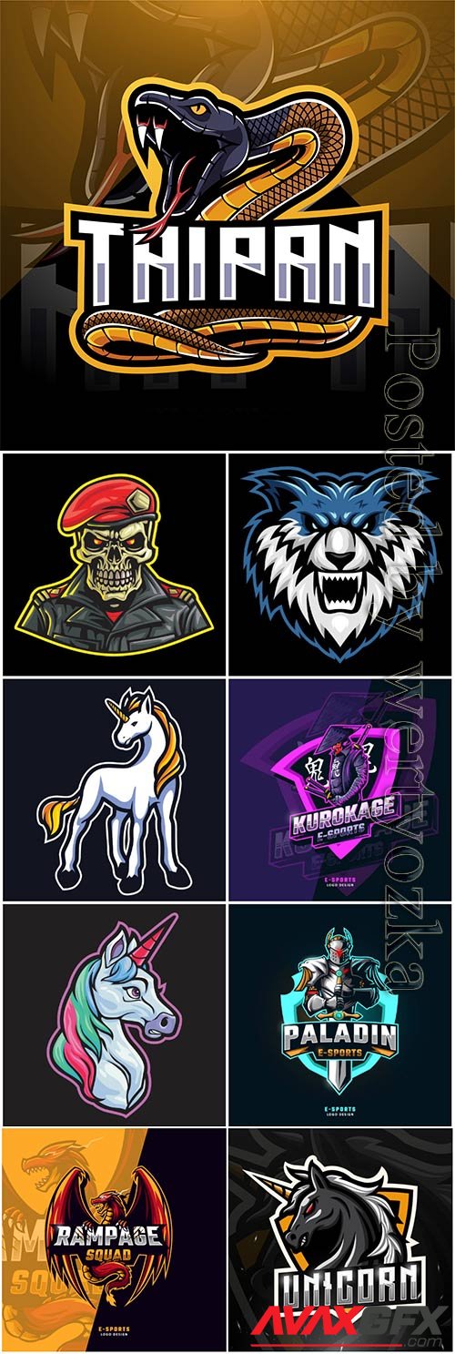 Mascot esport logo design premium vector vol 2