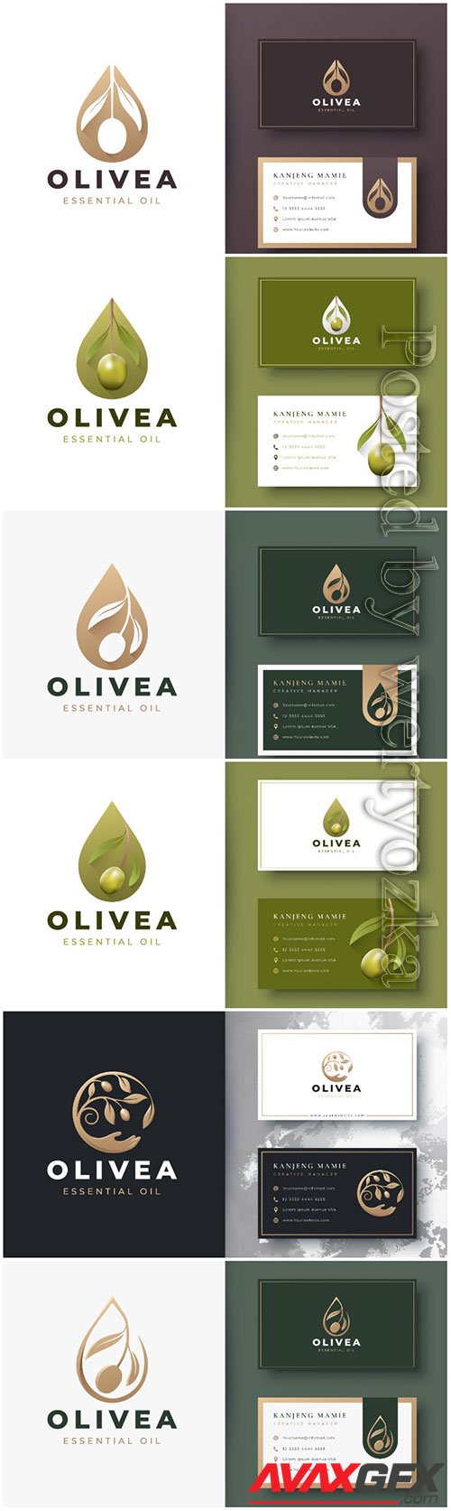 Olive oil logo and business card design premium vector