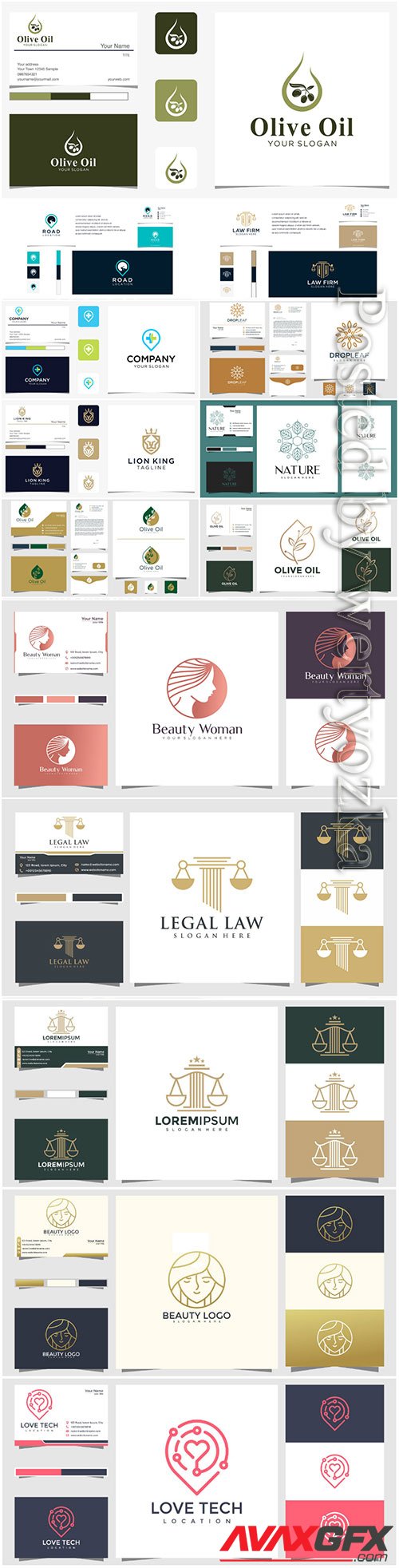 Logo design concept and business card premium vector