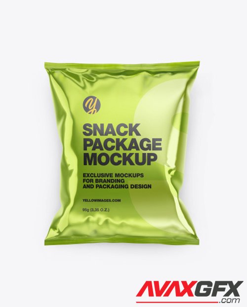 Glossy Metallic Snack Package Mockup 66395