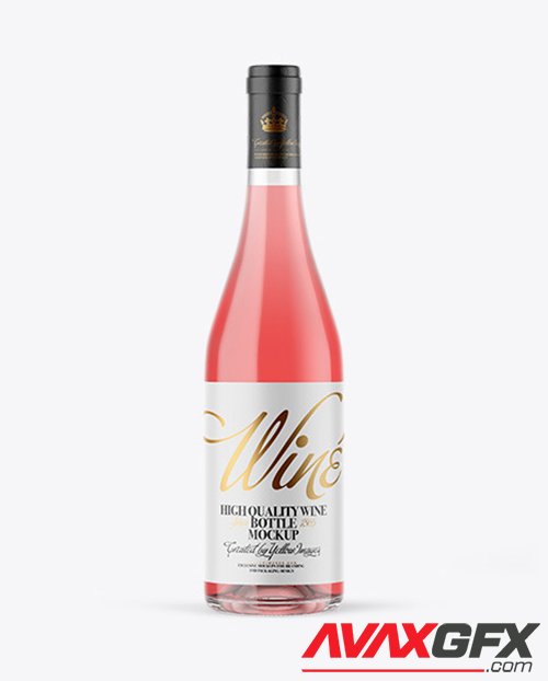 Clear Glass Pink Wine Bottle Mockup 66415