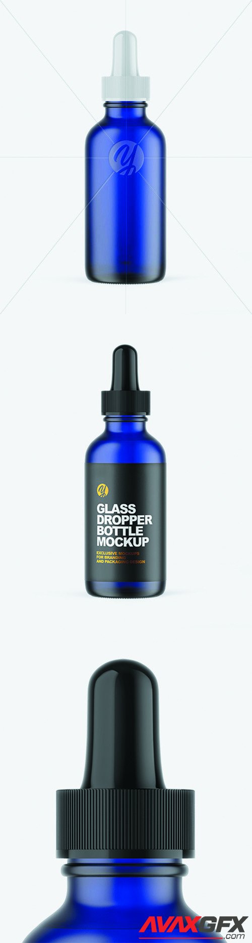 Frosted Blue Glass Dropper Bottle Mockup 66084