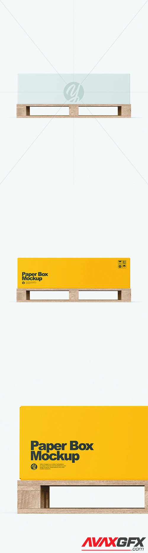 Wooden Pallet With Paper Box Mockup 66355