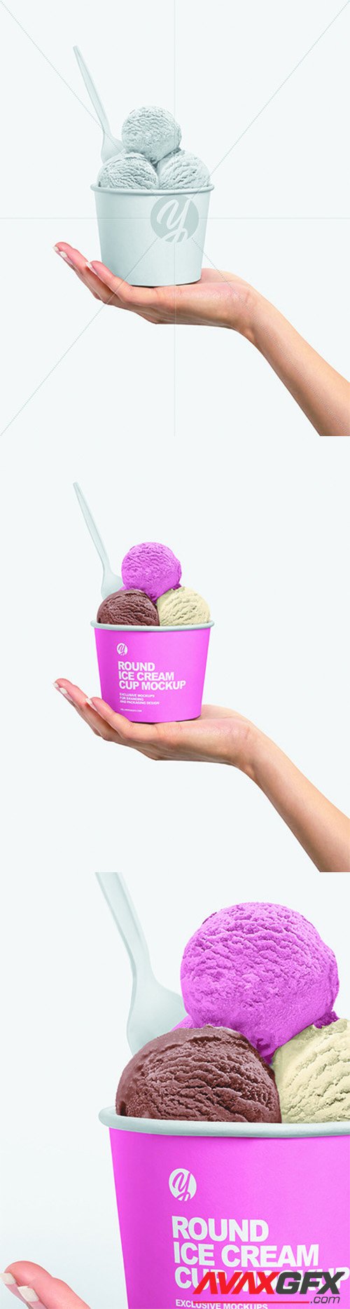 Paper Ice Cream Cup in Hand Mockup 66138