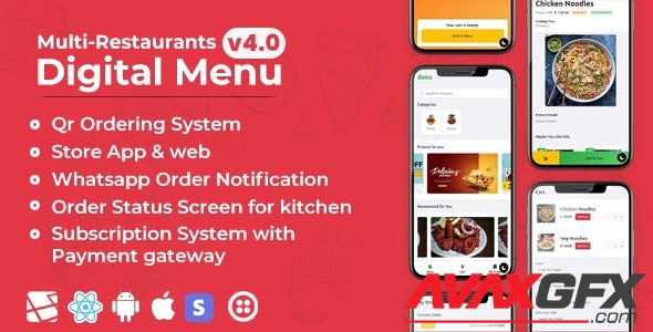 CodeCanyon - Chef v4.0 - Multi-restaurant Saas - Contact less Digital Menu Admin Panel with - React Native App - 27975356