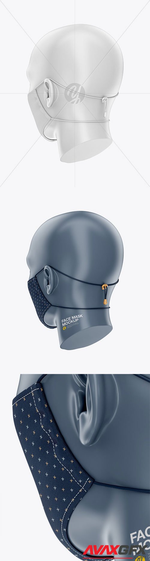 Face Mask with Elastic Cord and Stopper - Back Half-Side View 62553