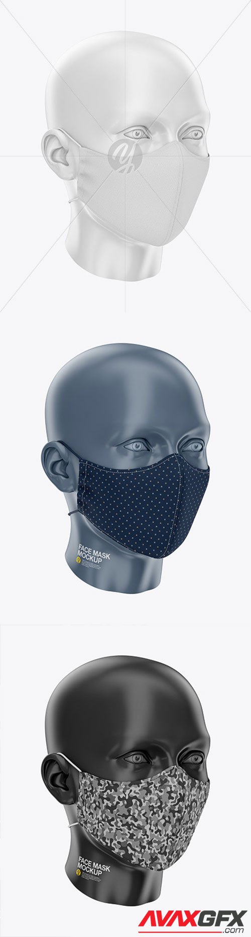 Face Mask with Elastic Cord and Stopper - Front Half-Side View 61433