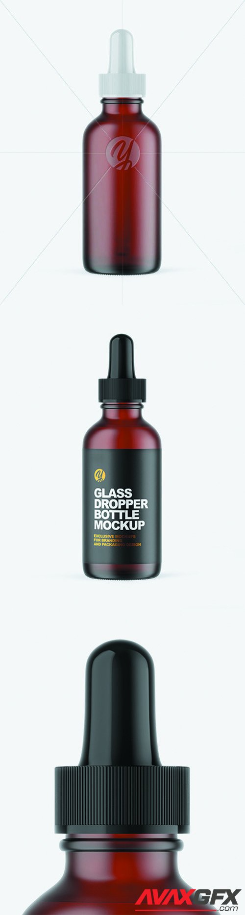 Frosted Dark Amber Glass Dropper Bottle Mockup 66082