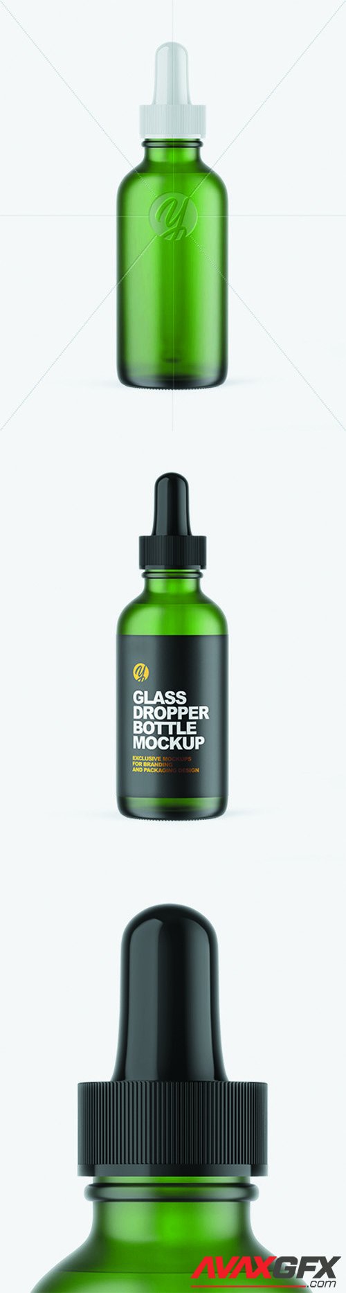 Frosted Green Glass Dropper Bottle Mockup 66083