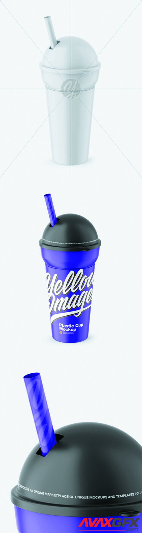 Matte Plastic Cup w/ Straw Mockup 68695