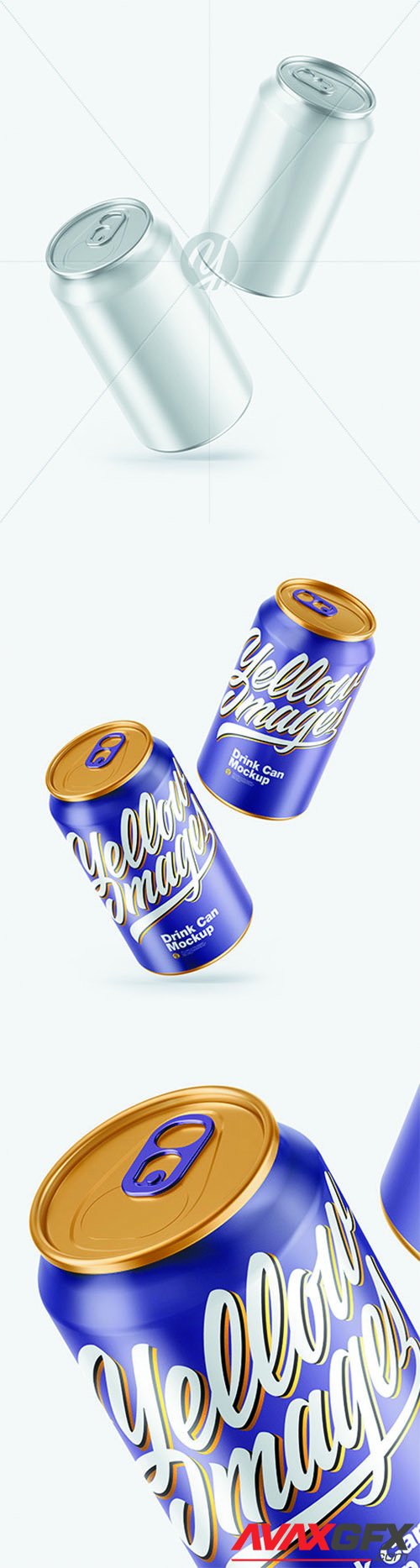 Two Metallic Drink Cans w/ Glossy Finish Mockup 68627