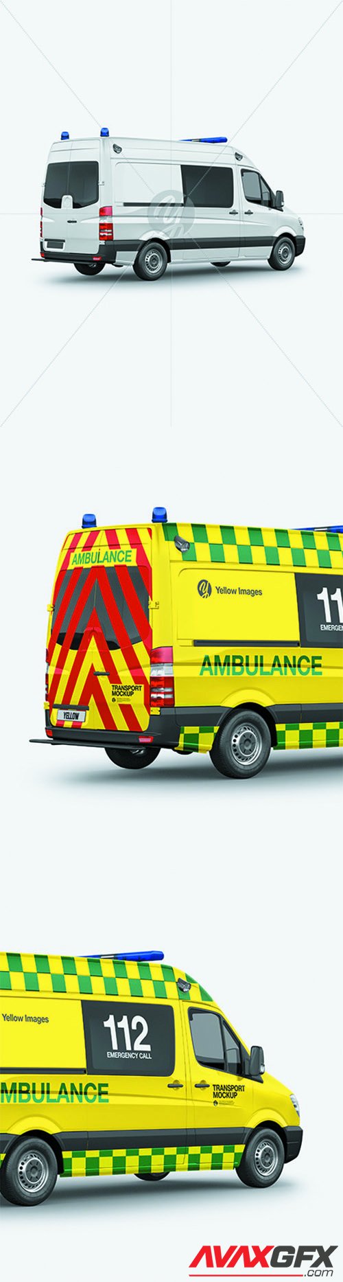 Van Ambulance Mockup - Back Half Side View 68484