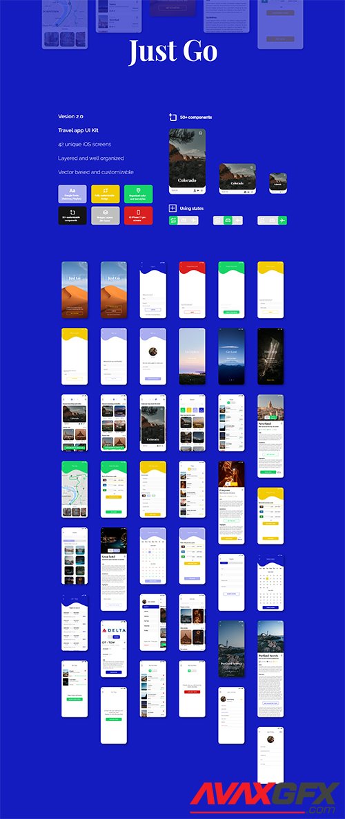 Just Go 2.0 travel app - UI Kit