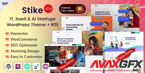 ThemeForest - Stike v2.2 - Elementor IT Startups WordPress Theme - 25391996