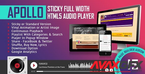 CodeCanyon - Apollo - Sticky Full Width HTML5 Audio Player - Elementor Widget Addon v1.0.0 - 29284921