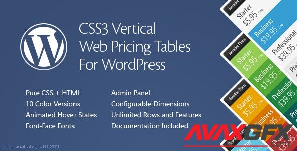 CodeCanyon - CSS3 Vertical Web Pricing Tables For WordPress v1.8 - 884301