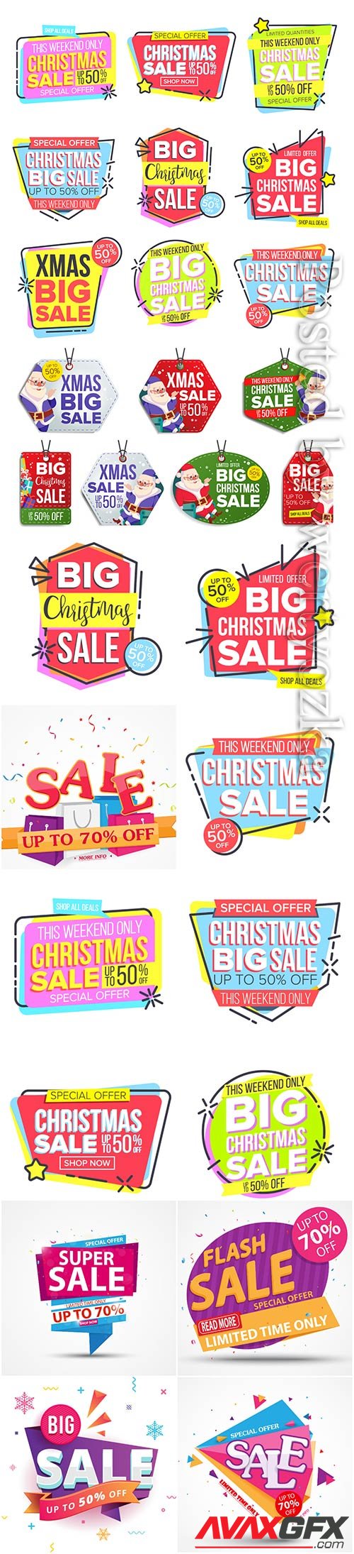 Christmas and new year stickers set, tags with labels vol 3