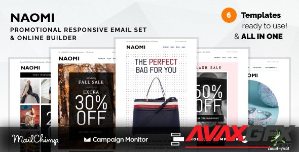 ThemeForest - Naomi v1.0.0 - Promotional Email Templates Set with Online Builder (Update: 20 November 20) - 29398203