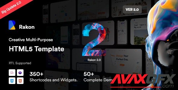 ThemeForest - Rakon v2.0 - Creative Multi-Purpose Landing Page HTML5 Template (RTL Supported) - 27849521