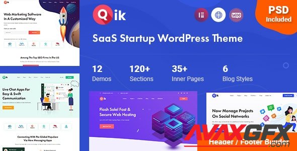ThemeForest - Qik v1.0.1 - SaaS Startup WordPress Theme - 25955907