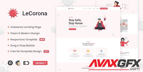 ThemeForest - LeCorona v1.0 - Virus Medical Prevention Unbounce Template - 26294223