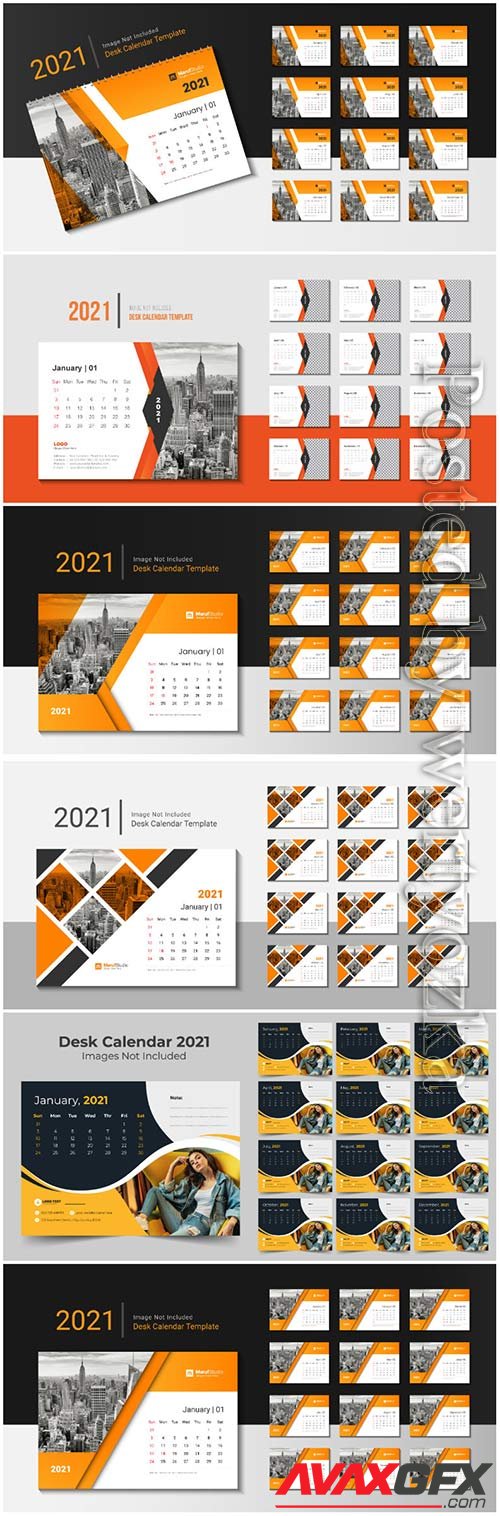 Desk calendar 2021 template design for new year