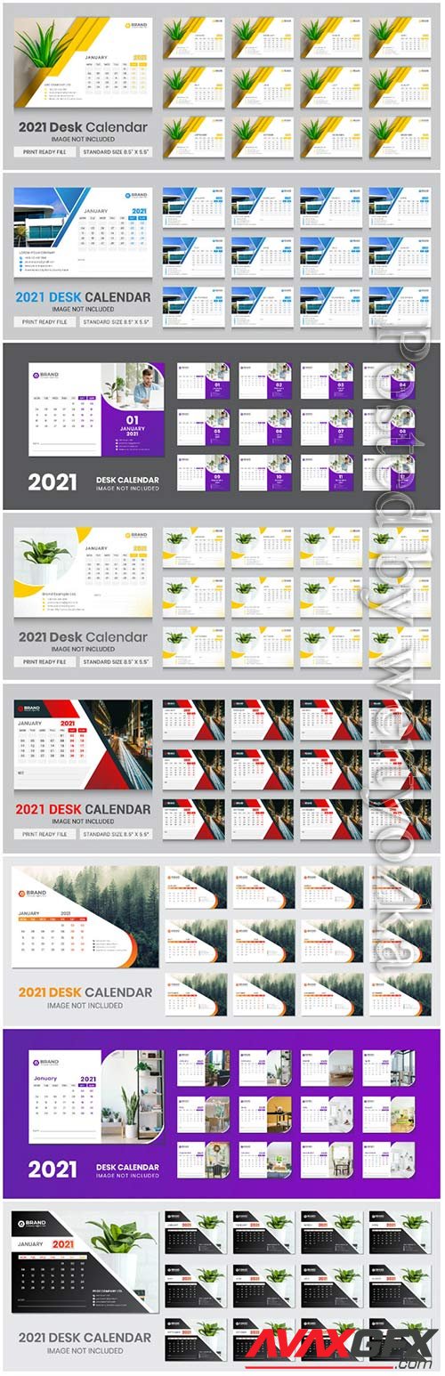 Desk calendar 2021 template design for new year vol 8