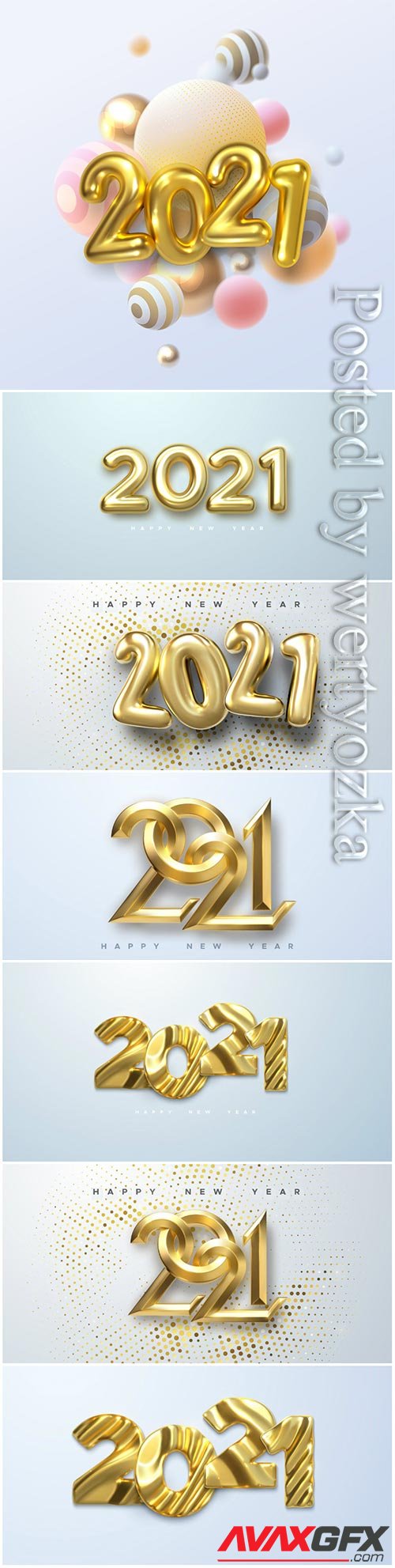 Gold numbers 2021 for new year illustration